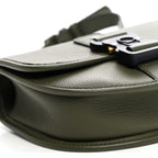Grained Calfskin Mini Gallop Bag With Strap Green