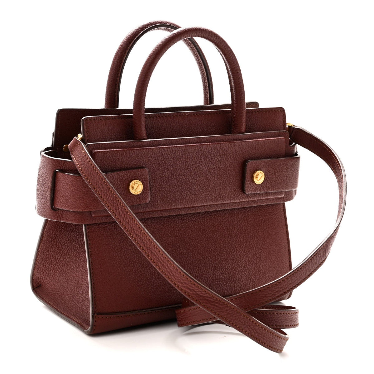 Grained Calfskin Mini Horizon Satchel Oxblood