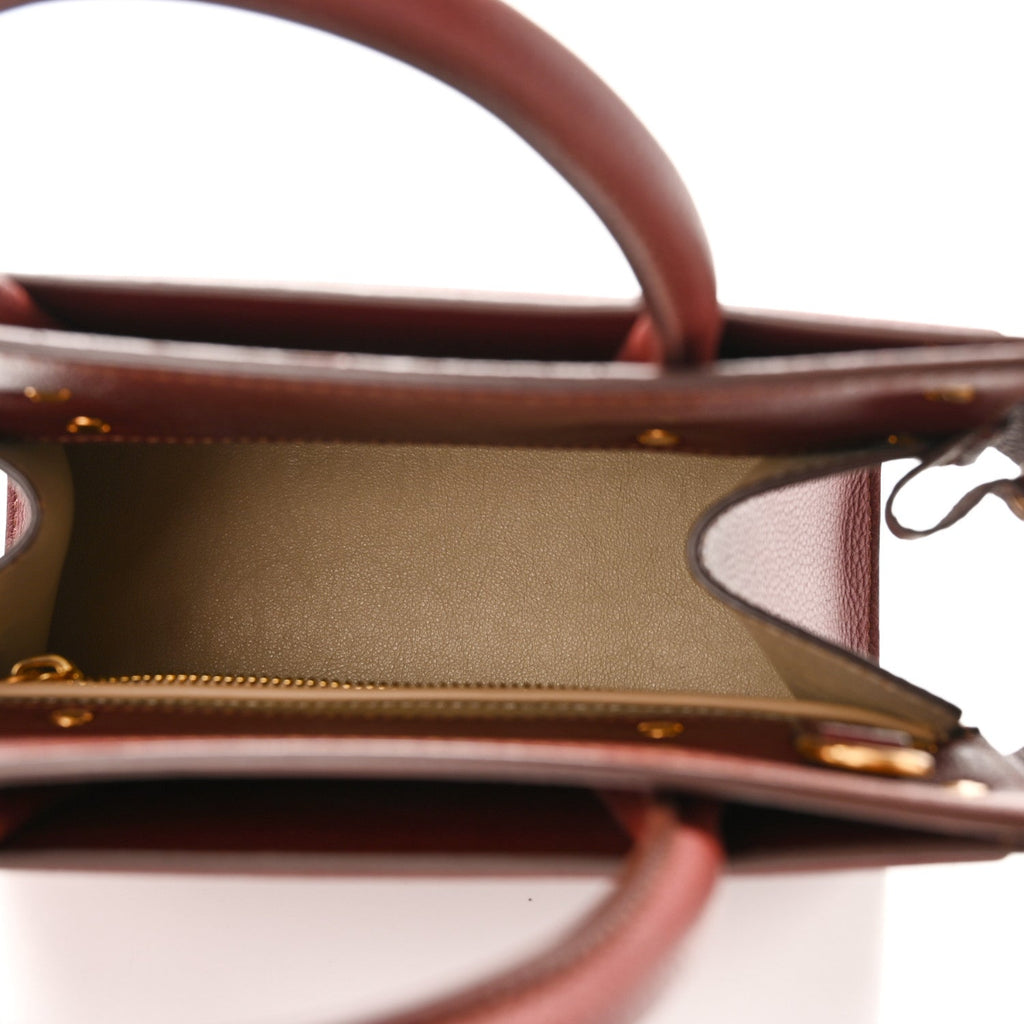 Grained Calfskin Mini Horizon Satchel Oxblood