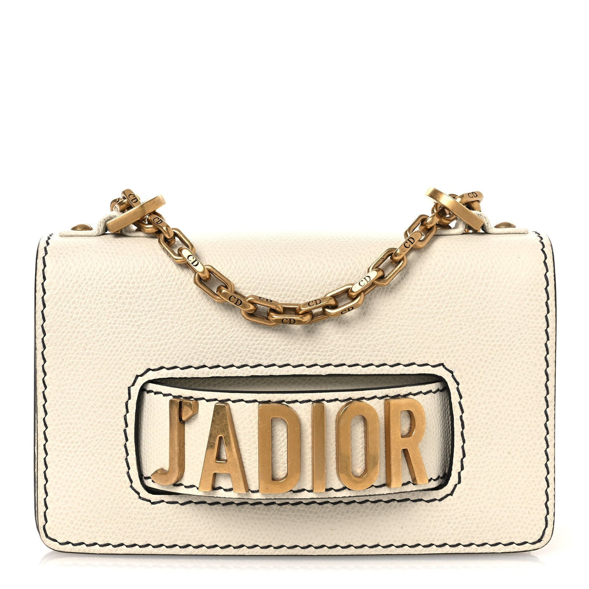 Grained Calfskin Mini J'Adior Chain Flap Bag Latte