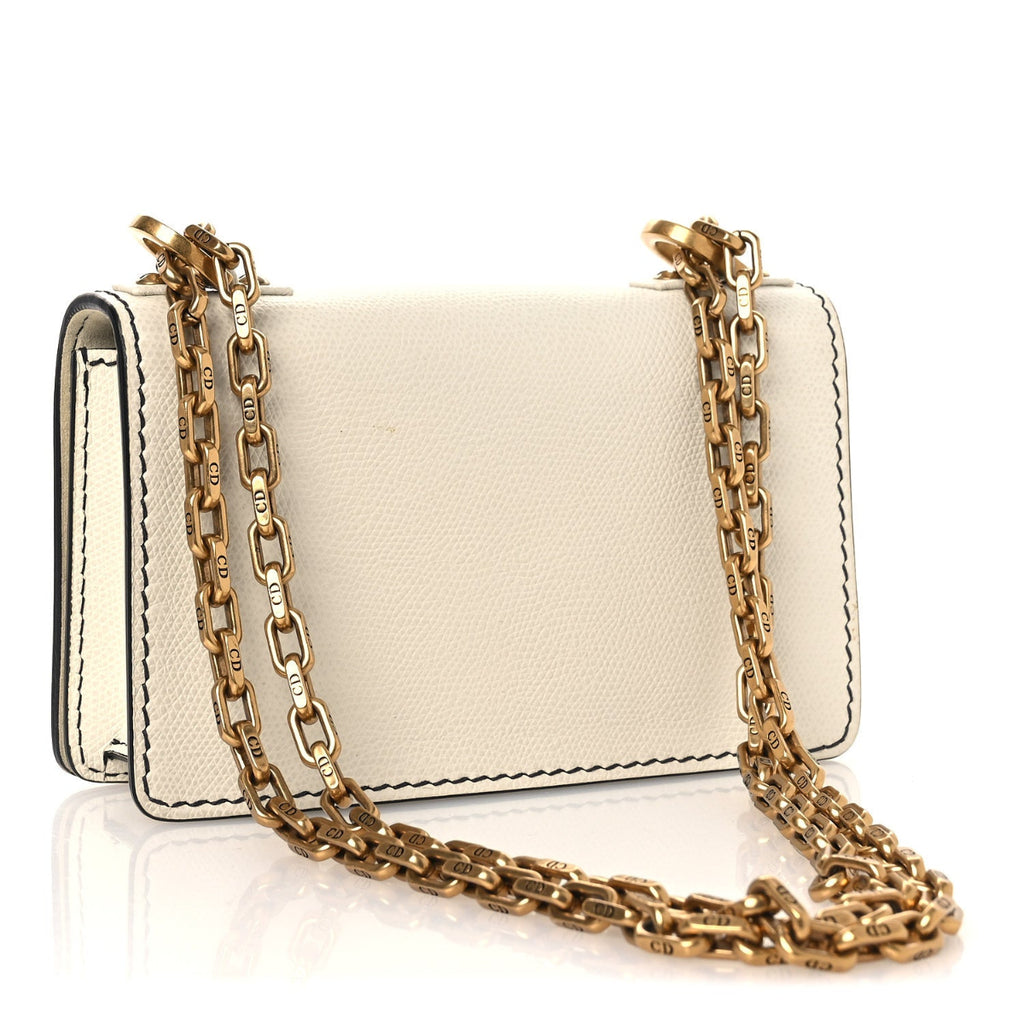 Grained Calfskin Mini J'Adior Chain Flap Bag Latte