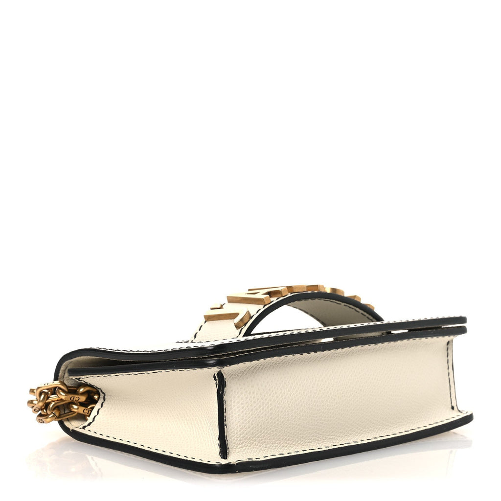 Grained Calfskin Mini J'Adior Chain Flap Bag Latte