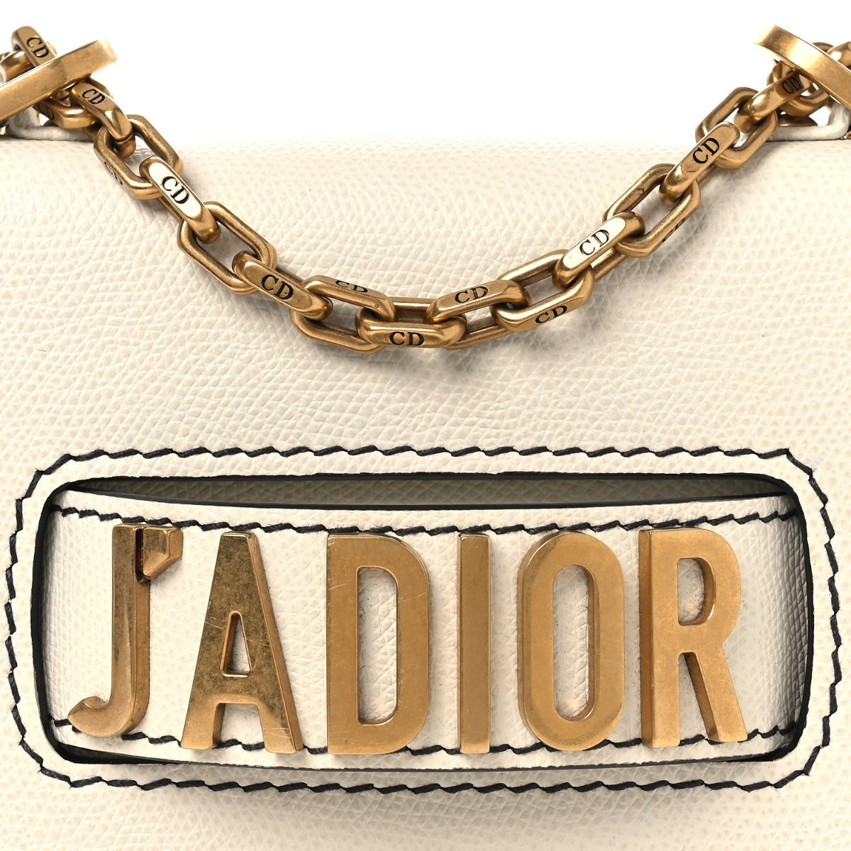 Grained Calfskin Mini J'Adior Chain Flap Bag Latte