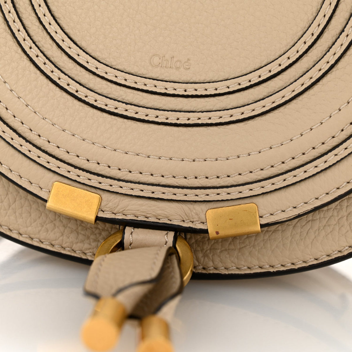 Grained Calfskin Mini Marcie Saddle Bag Root Beige
