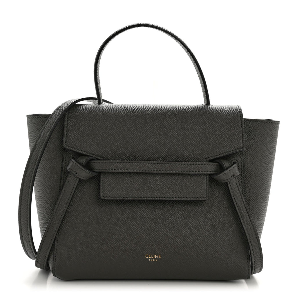 Grained Calfskin Nano Belt Bag Grey