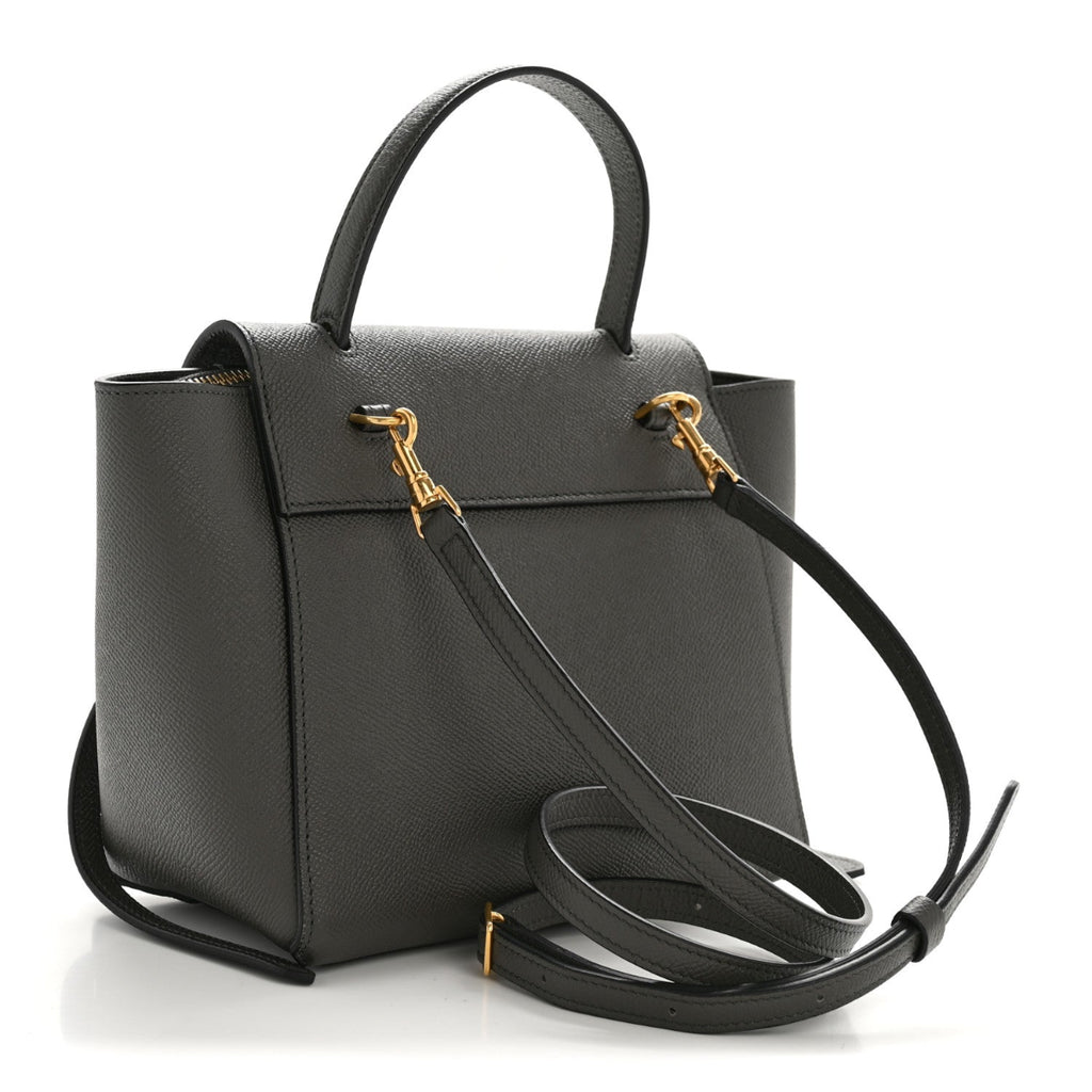 Grained Calfskin Nano Belt Bag Grey