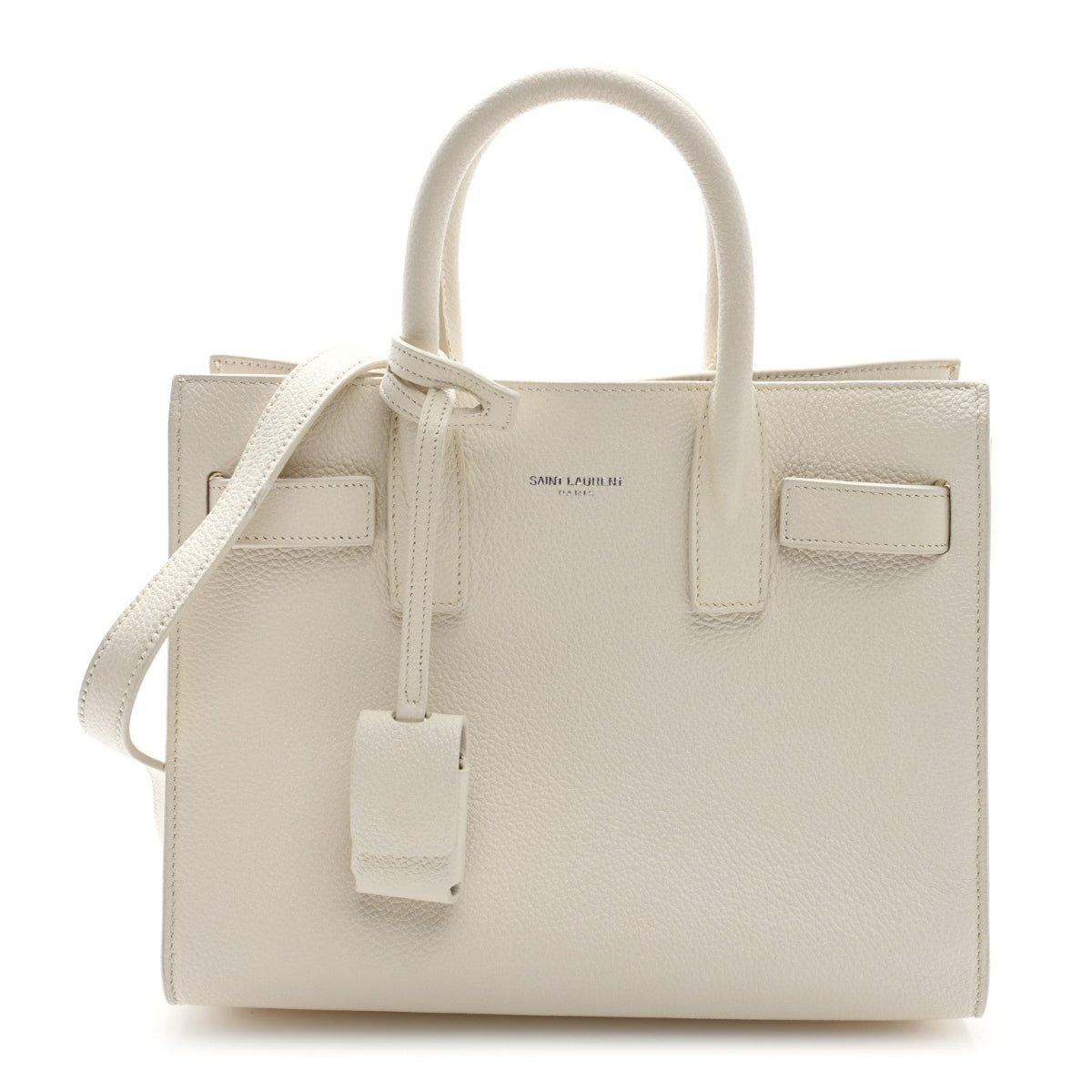 Grained Calfskin Nano Sac de Jour Dove White