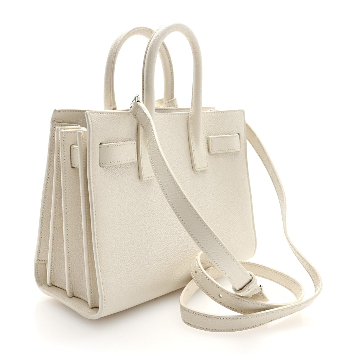 Grained Calfskin Nano Sac de Jour Dove White