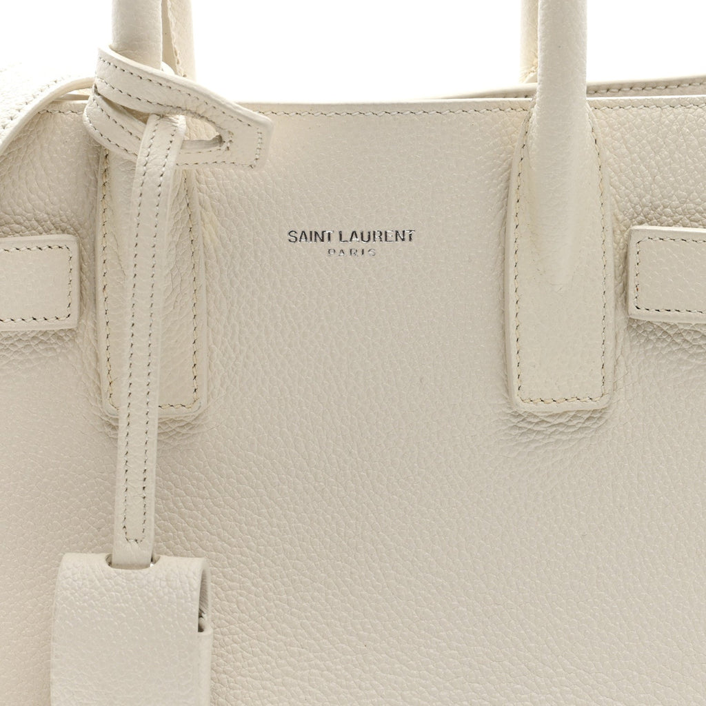 Grained Calfskin Nano Sac de Jour Dove White