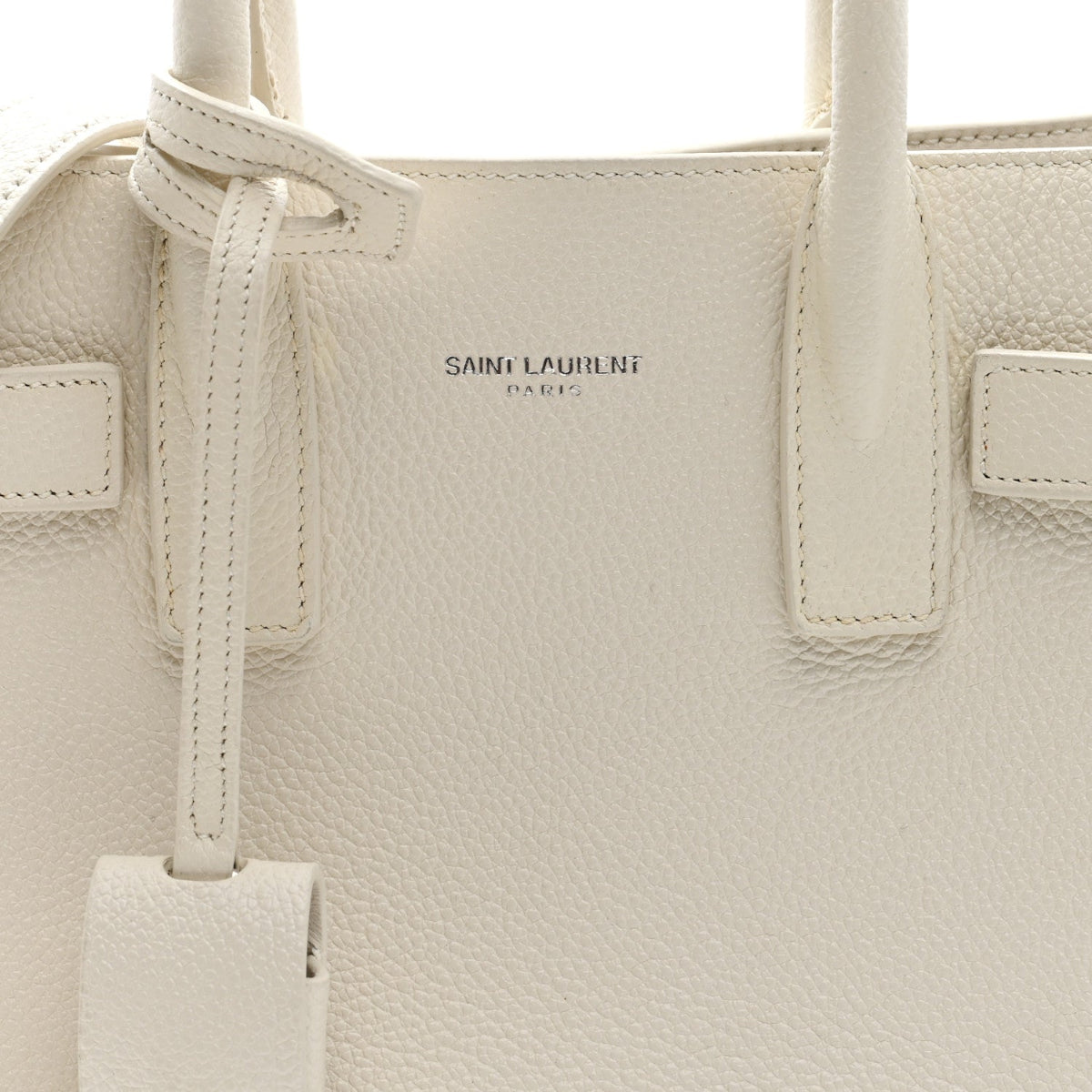 Grained Calfskin Nano Sac de Jour Dove White