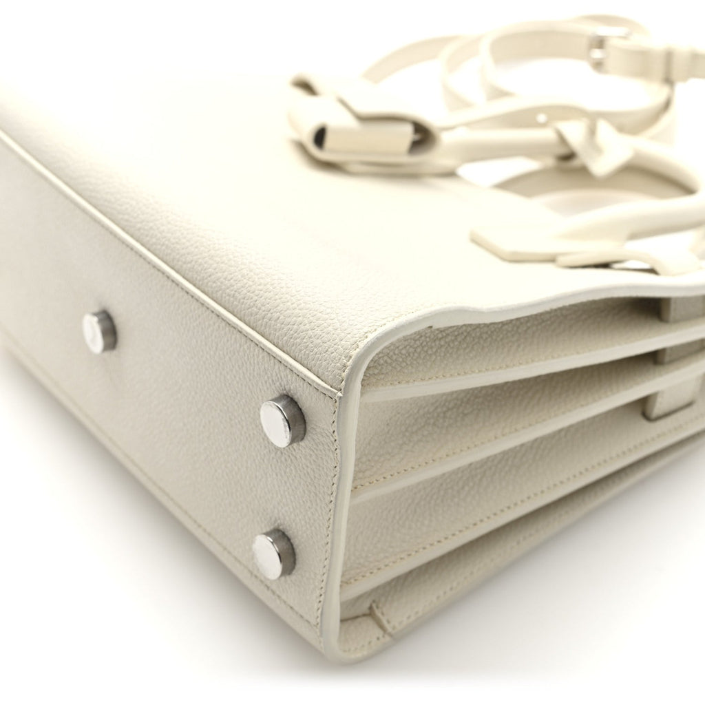 Grained Calfskin Nano Sac de Jour Dove White
