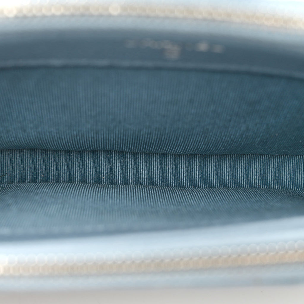 Grained Calfskin Quilted CC Box Clutch With Chain Blue