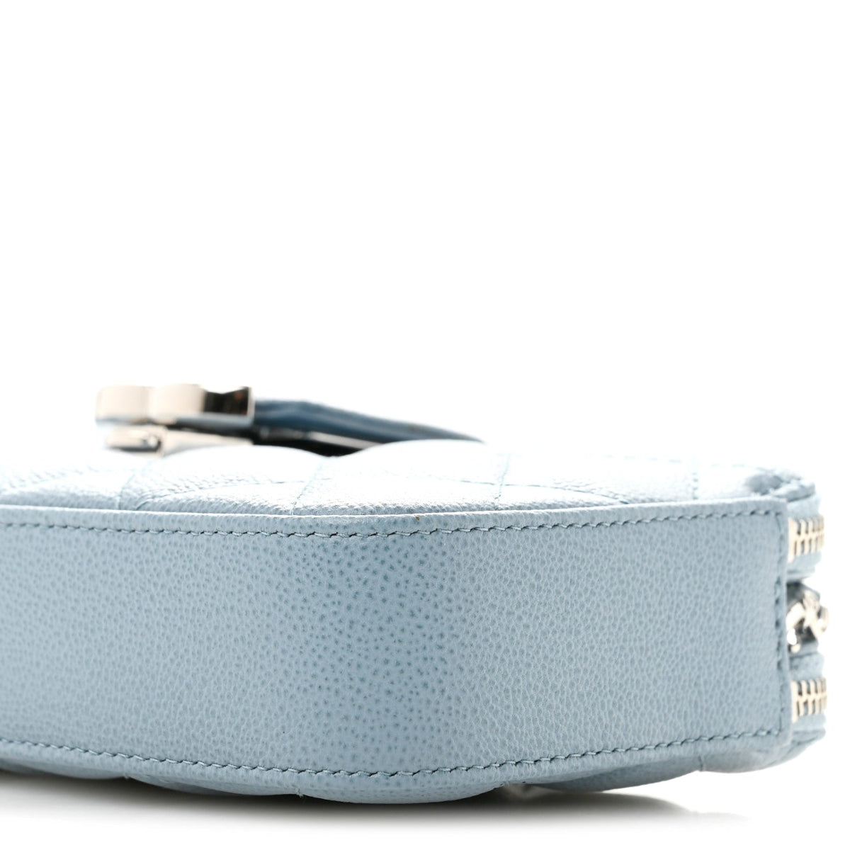 Grained Calfskin Quilted CC Box Clutch With Chain Blue