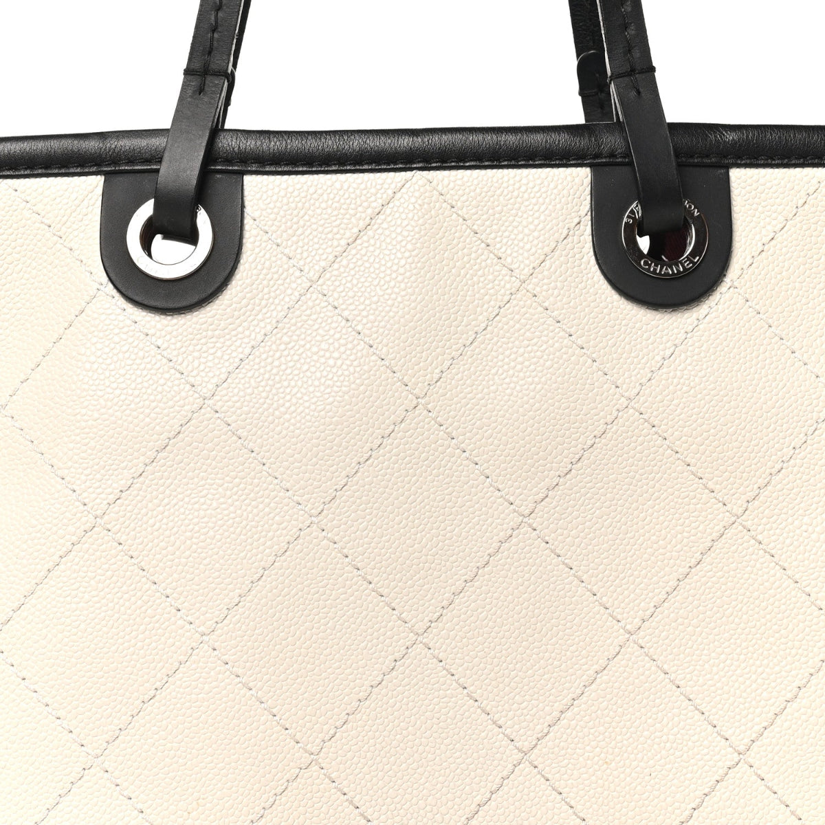 Grained Calfskin Shopping Fever Tote White