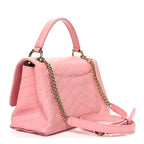 Grained Calfskin Small Chevron Chic Top Handle Flap Pink