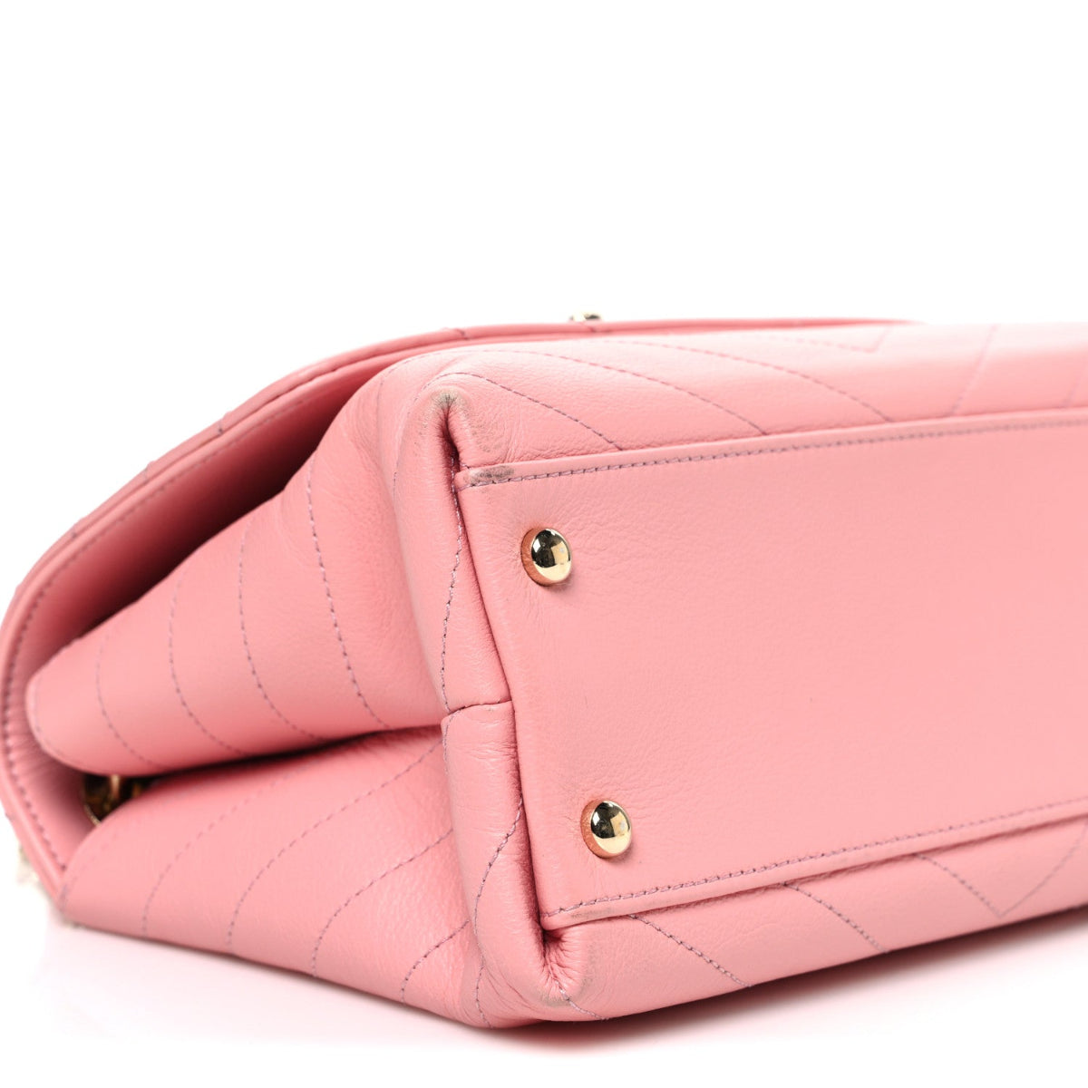 Grained Calfskin Small Chevron Chic Top Handle Flap Pink