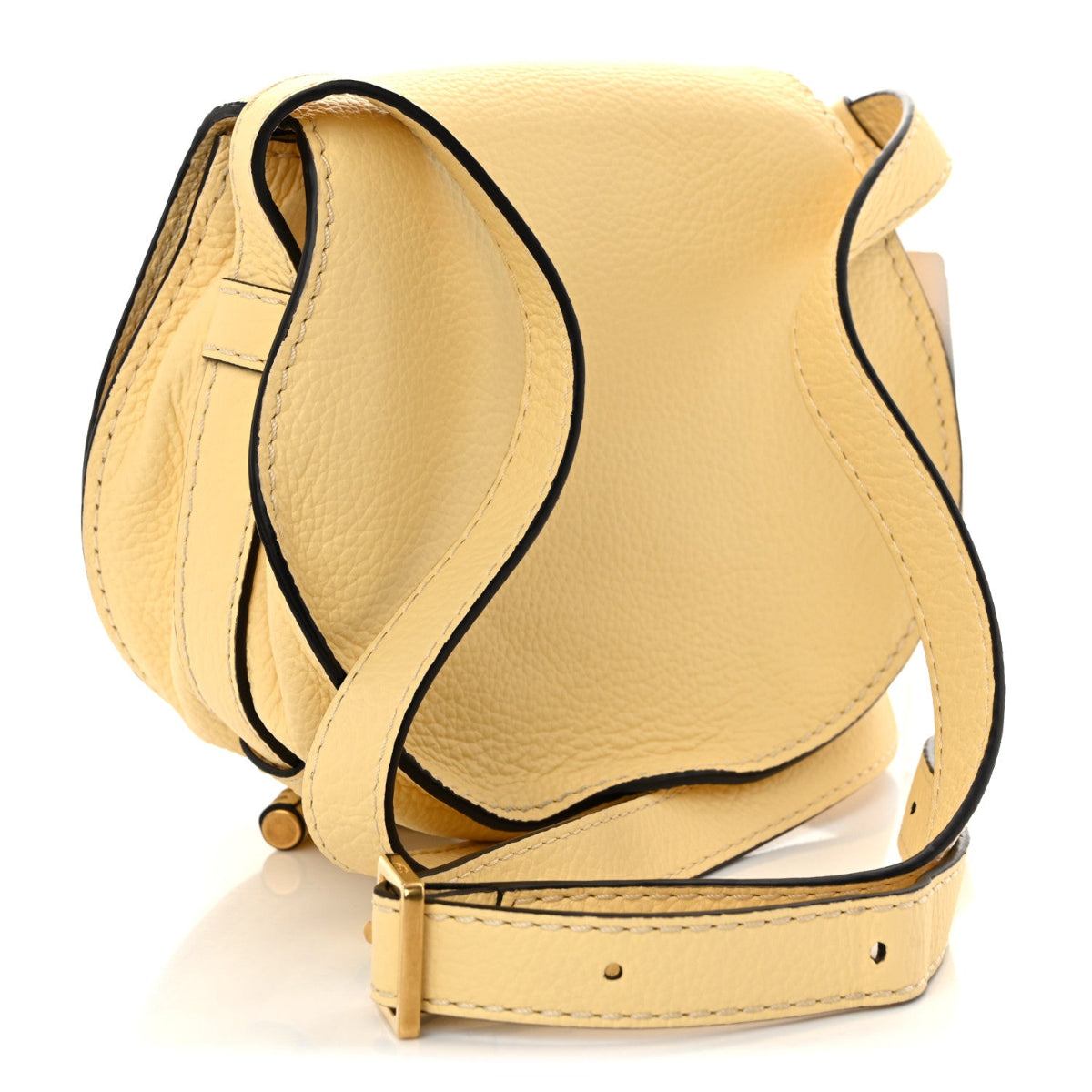 Grained Calfskin Small Marcie Saddle Bag Softy Yellow