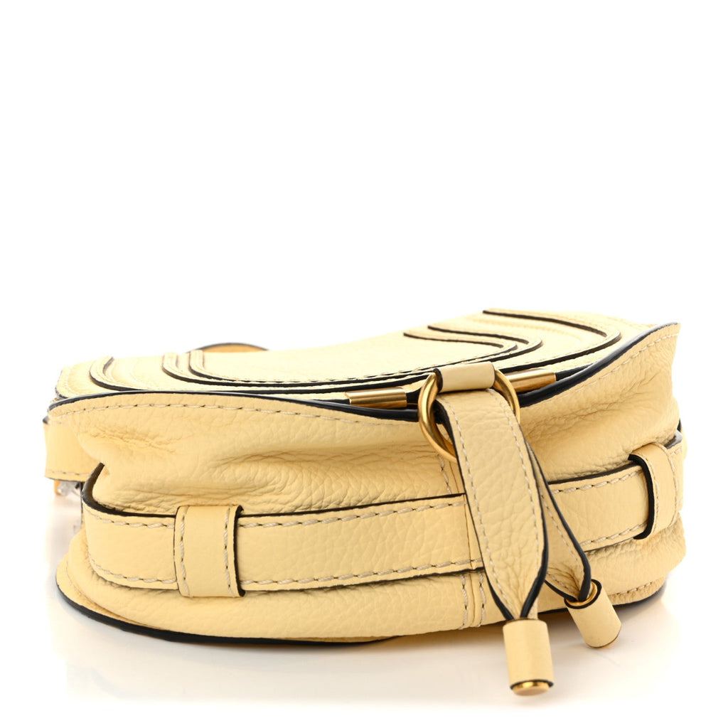 Grained Calfskin Small Marcie Saddle Bag Softy Yellow