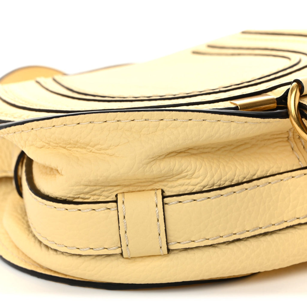 Grained Calfskin Small Marcie Saddle Bag Softy Yellow