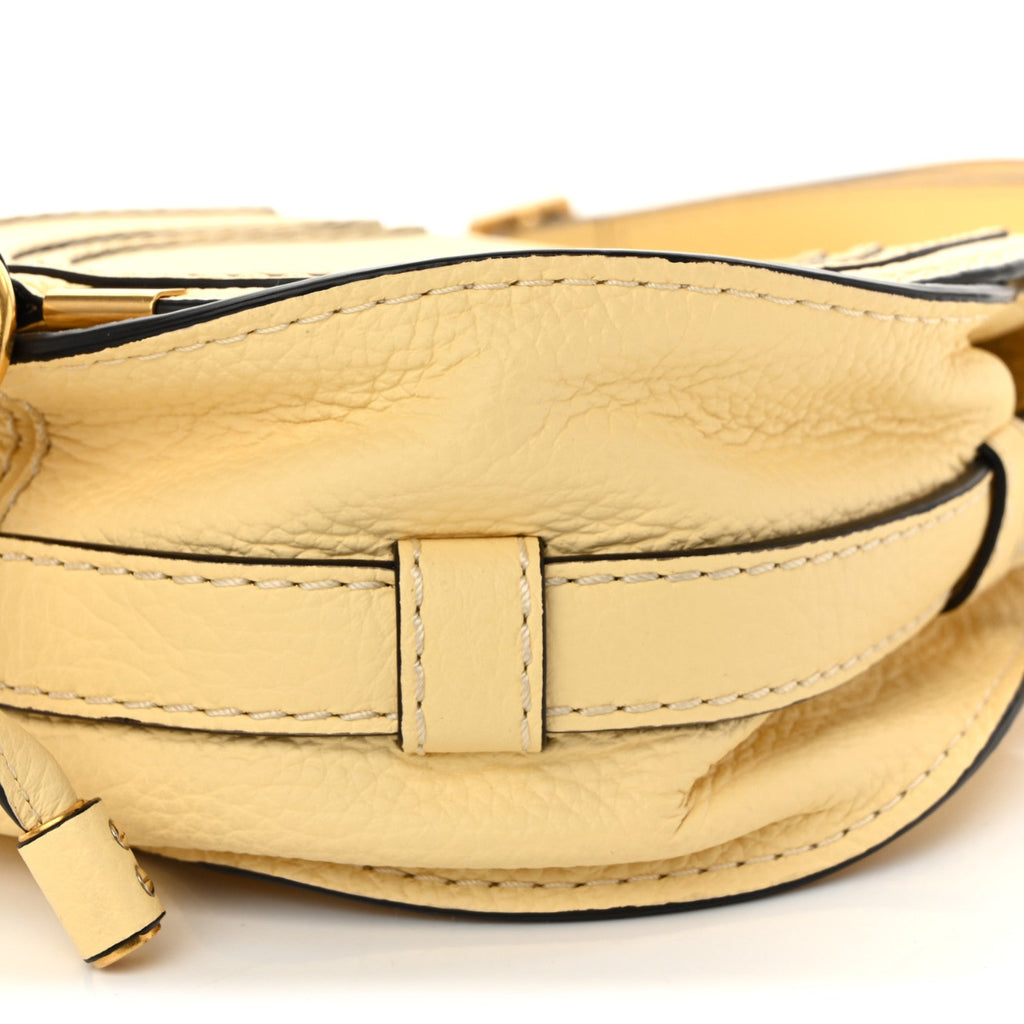 Grained Calfskin Small Marcie Saddle Bag Softy Yellow