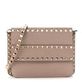 Grained Calfskin Small Rockstud Flap Crossbody Bag Poudre