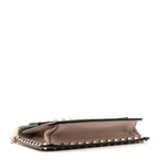 Grained Calfskin Small Rockstud Flap Crossbody Bag Poudre