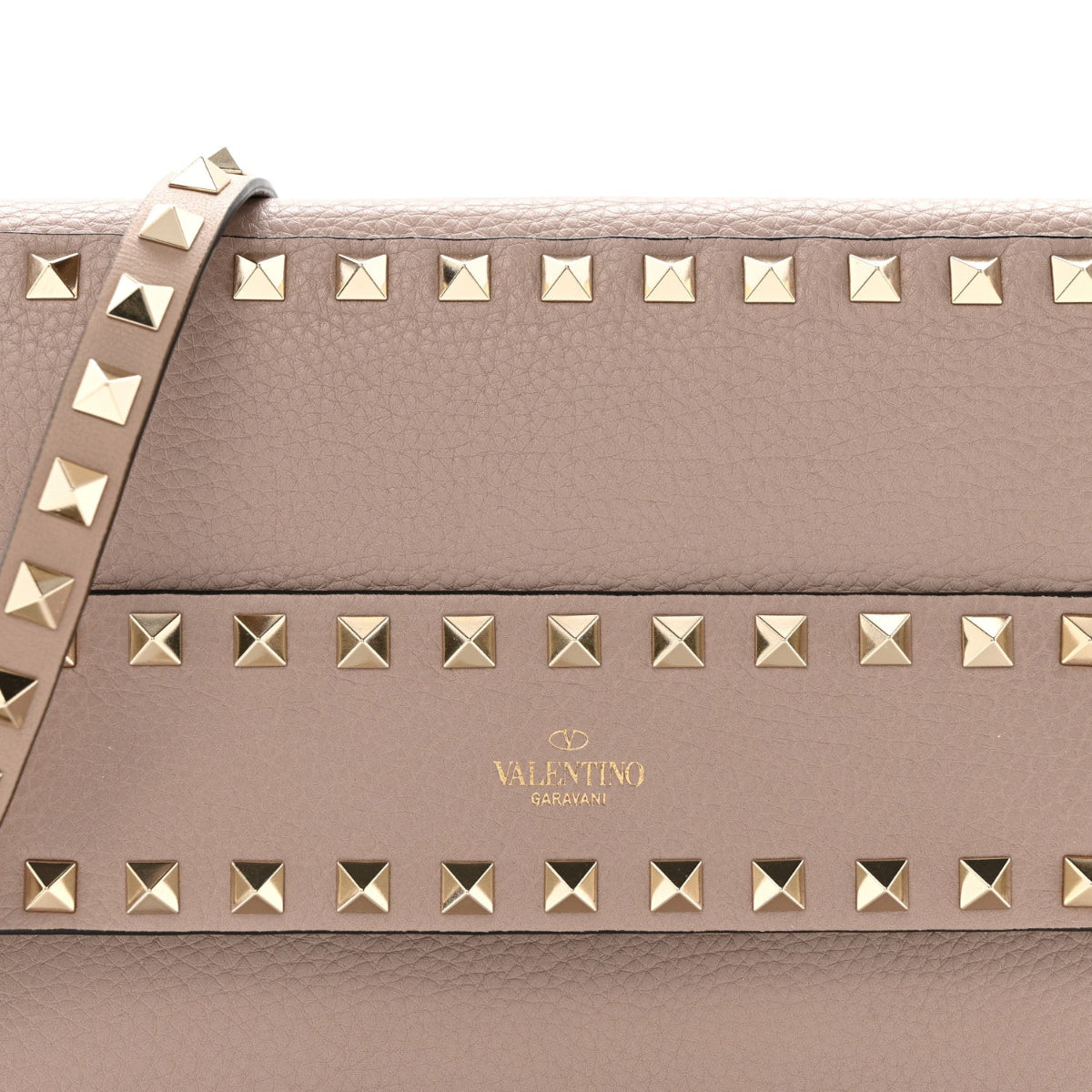 Grained Calfskin Small Rockstud Flap Crossbody Bag Poudre