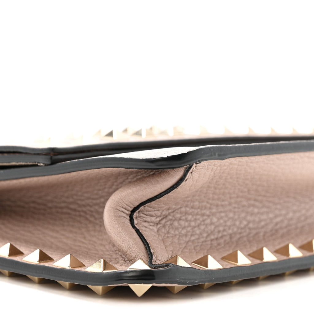Grained Calfskin Small Rockstud Flap Crossbody Bag Poudre
