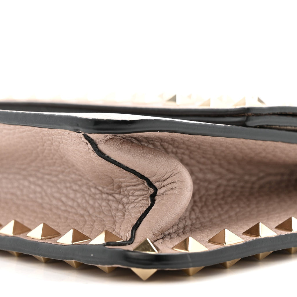 Grained Calfskin Small Rockstud Flap Crossbody Bag Poudre
