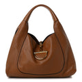 Grained Calfskin Softbit Maxi Shoulder Bag Dark Brown