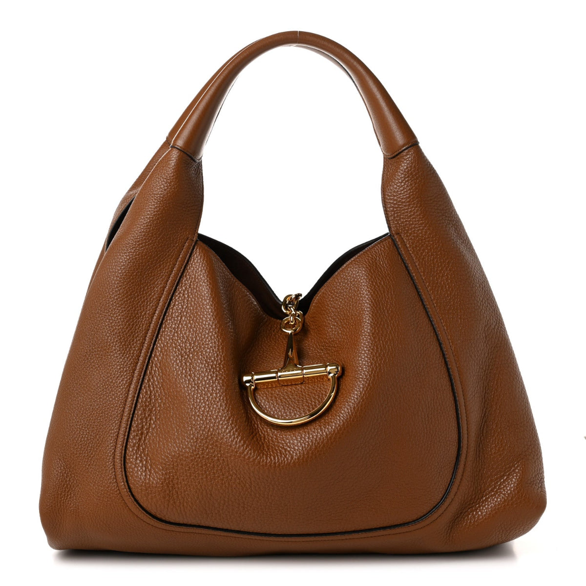 Grained Calfskin Softbit Maxi Shoulder Bag Dark Brown