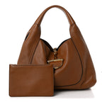Grained Calfskin Softbit Maxi Shoulder Bag Dark Brown