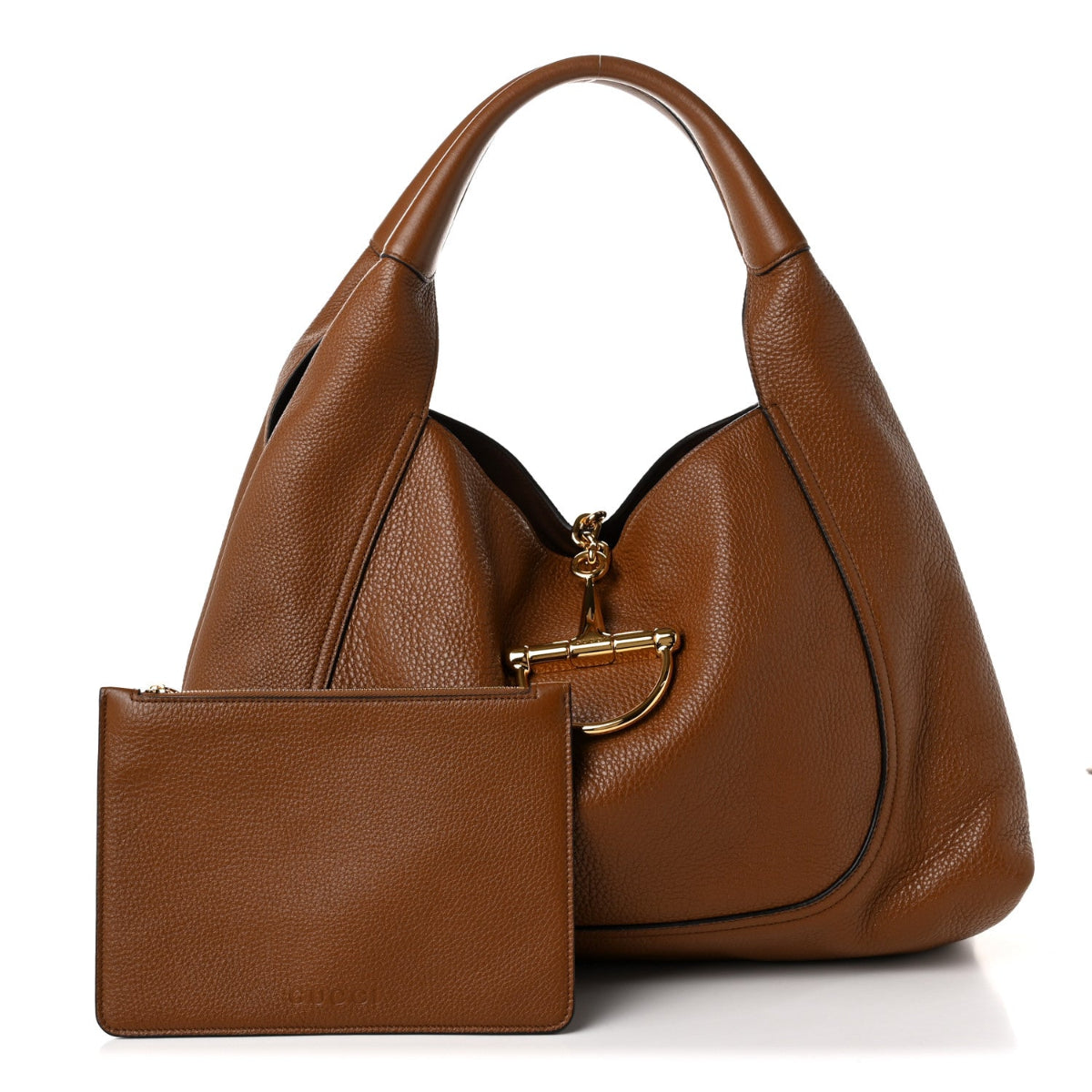 Grained Calfskin Softbit Maxi Shoulder Bag Dark Brown