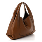 Grained Calfskin Softbit Maxi Shoulder Bag Dark Brown