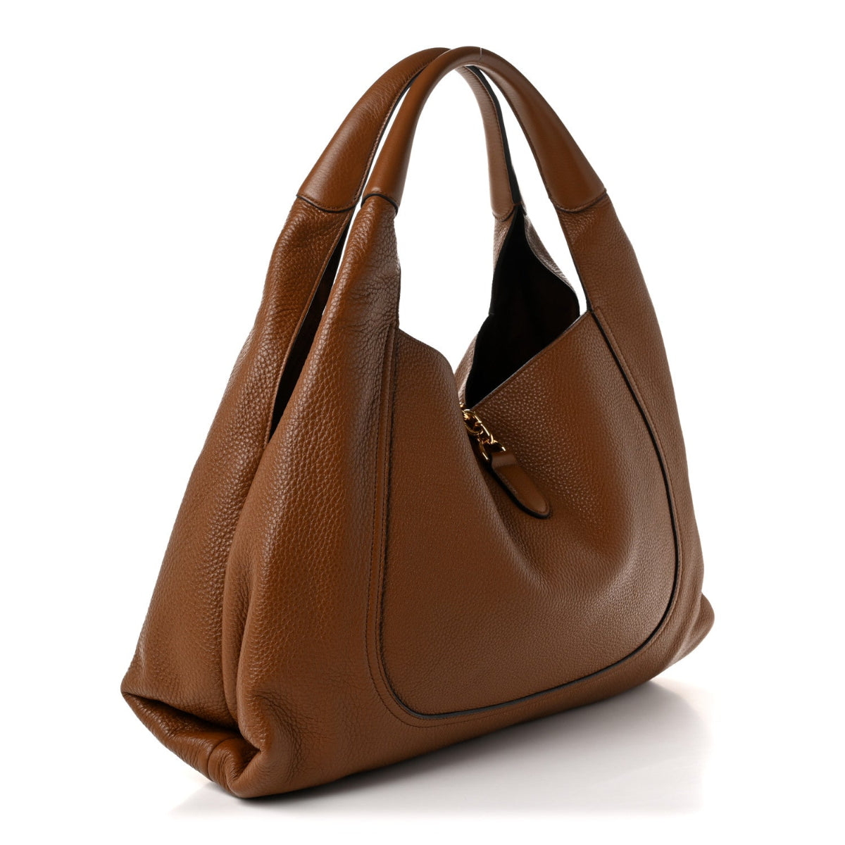 Grained Calfskin Softbit Maxi Shoulder Bag Dark Brown