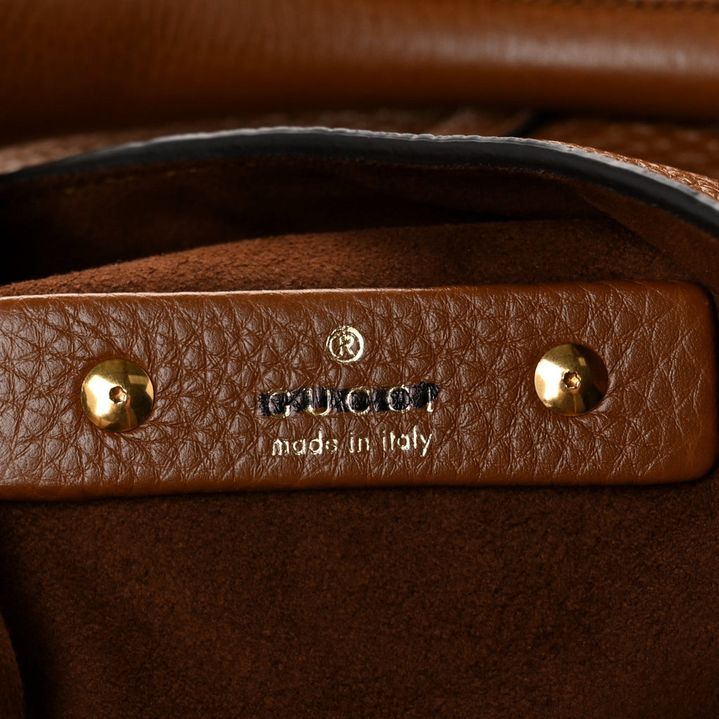 Grained Calfskin Softbit Maxi Shoulder Bag Dark Brown