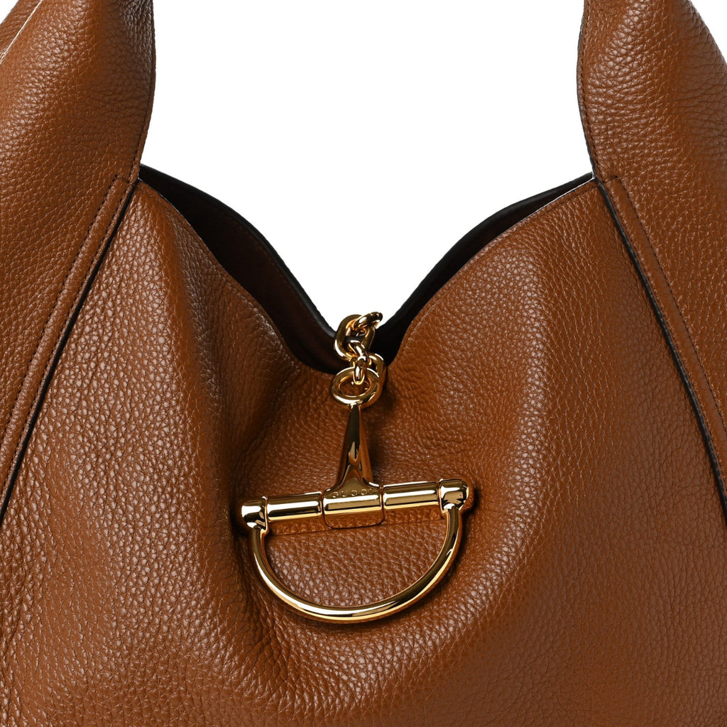 Grained Calfskin Softbit Maxi Shoulder Bag Dark Brown