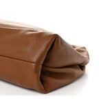 Grained Calfskin Softbit Maxi Shoulder Bag Dark Brown