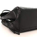 Grained Calfskin Stitched Urban Essentials Shopping Bag Black