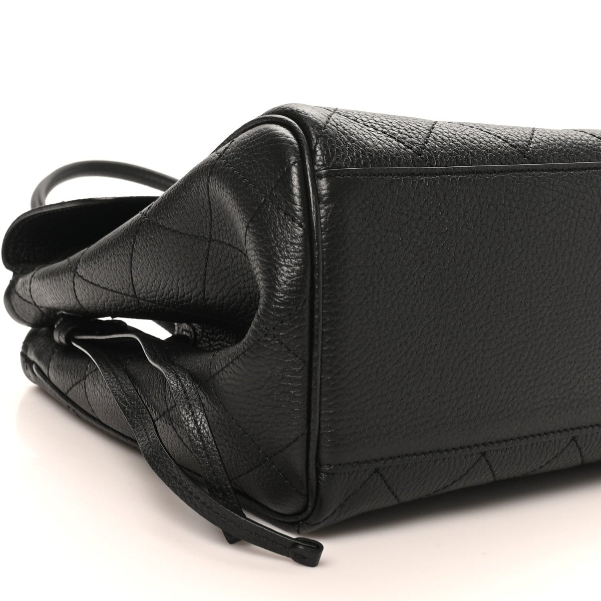 Grained Calfskin Stitched Urban Essentials Shopping Bag Black