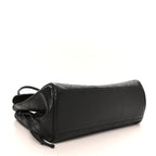 Grained Calfskin Stitched Urban Essentials Shopping Bag Black