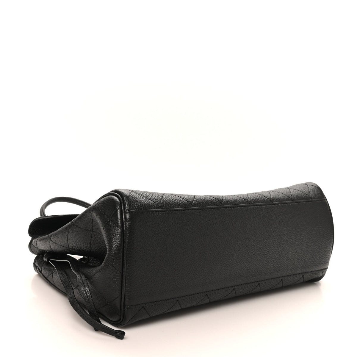 Grained Calfskin Stitched Urban Essentials Shopping Bag Black