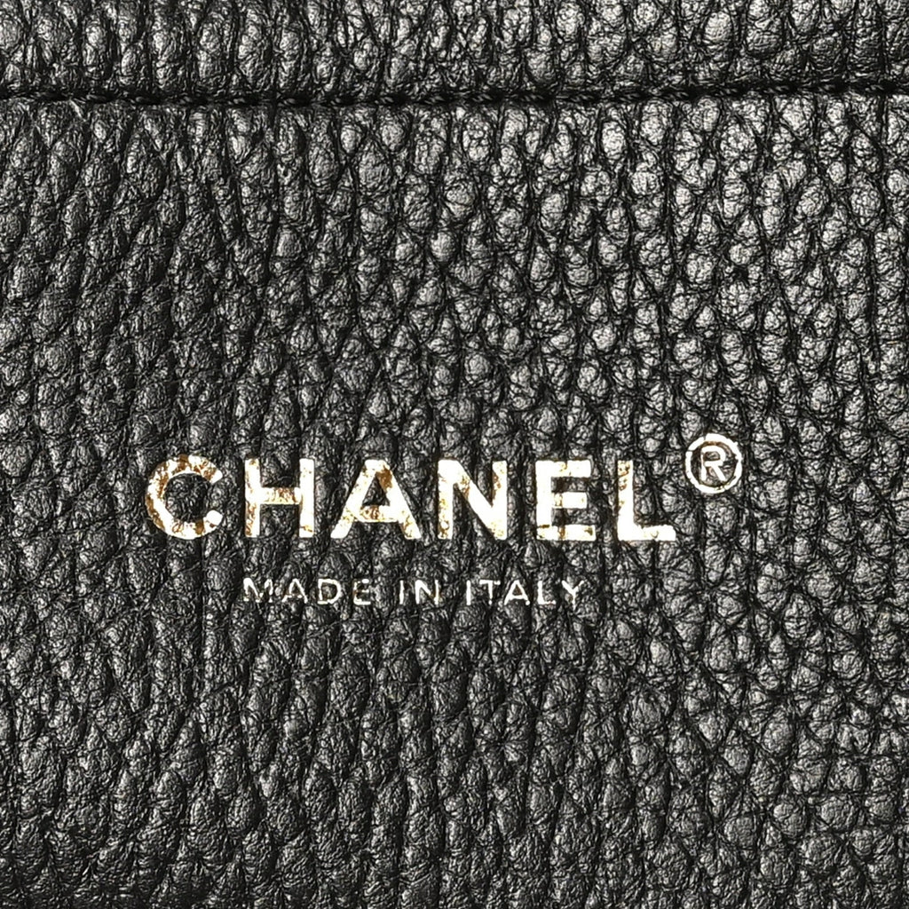 Grained Calfskin Stitched Urban Essentials Shopping Bag Black