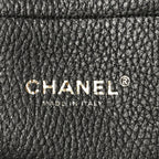 Grained Calfskin Stitched Urban Essentials Shopping Bag Black
