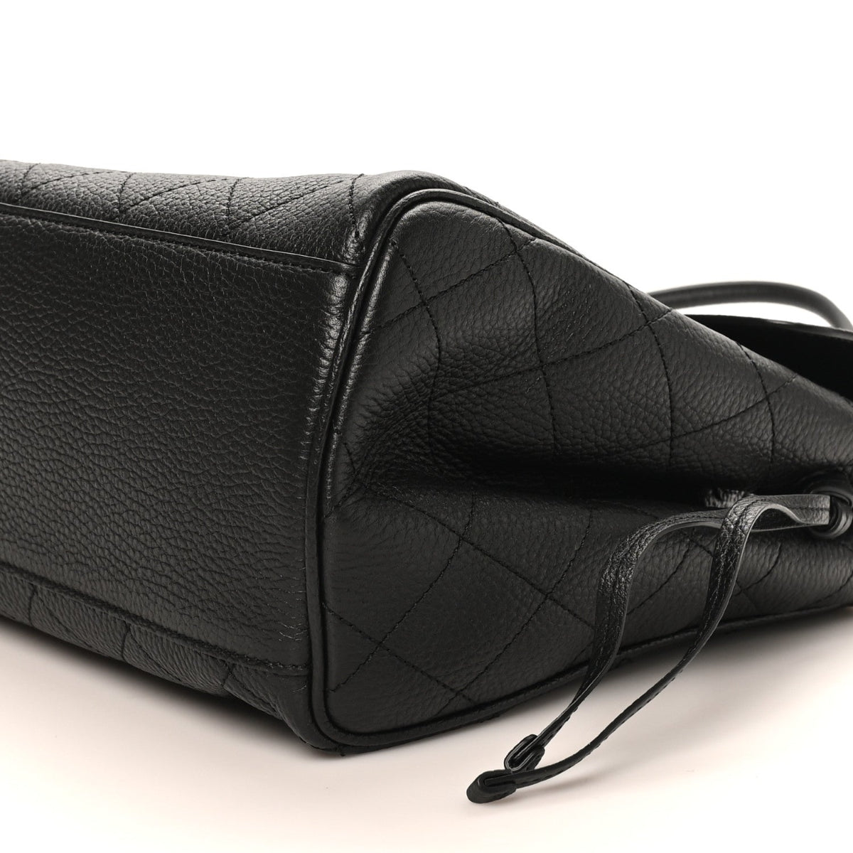 Grained Calfskin Stitched Urban Essentials Shopping Bag Black