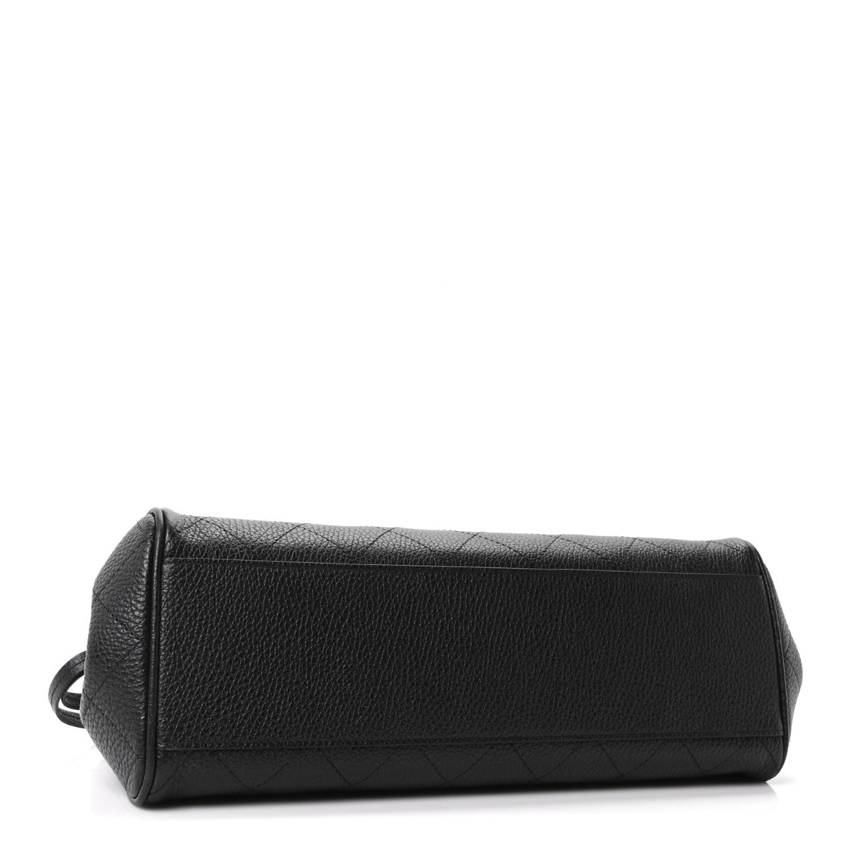 Grained Calfskin Stitched Urban Essentials Small Shopping Bag Black