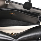 Grained Calfskin Stitched Urban Essentials Small Shopping Bag Black