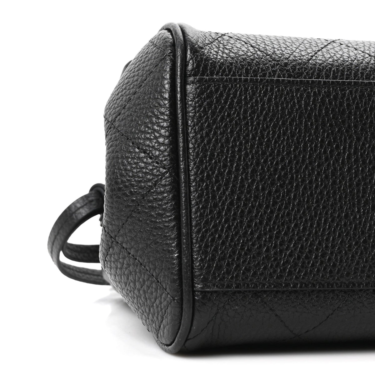 Grained Calfskin Stitched Urban Essentials Small Shopping Bag Black