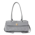 Grained Calfskin Stitched Urban Essentials Small Shopping Bag Grey