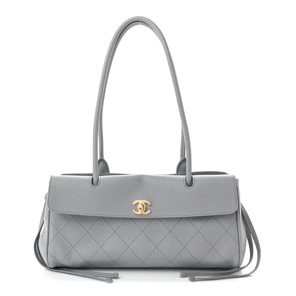 Grained Calfskin Stitched Urban Essentials Small Shopping Bag Grey